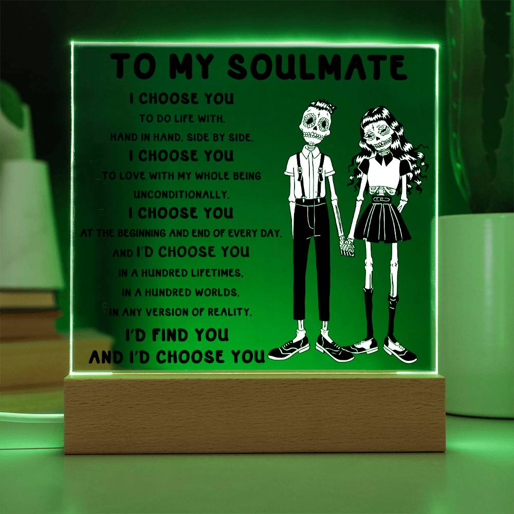 Soulmate Halloween Gift - Hundred Lifetimes - Acrylic Square Plaque with Available Night Light