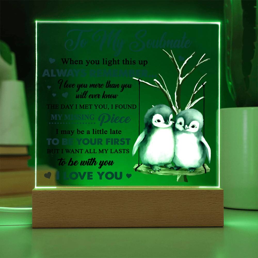 Soulmate Gift - Love You More - Square Acrylic Plaque