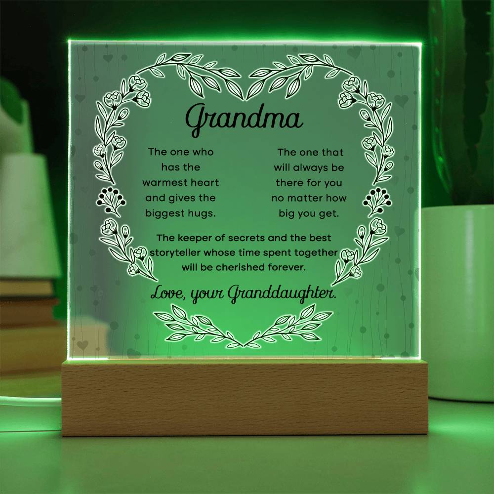 Grandma From Granddaughter -Cherished Forever Acrylic  Plaque