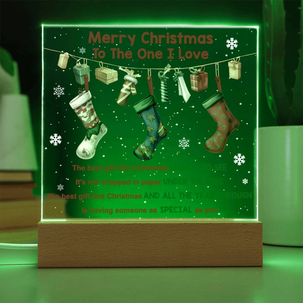 Soulmate Christmas Gift - Acrylic Square Plaque with Available LED Night Light - Easy To See You're The One I Love