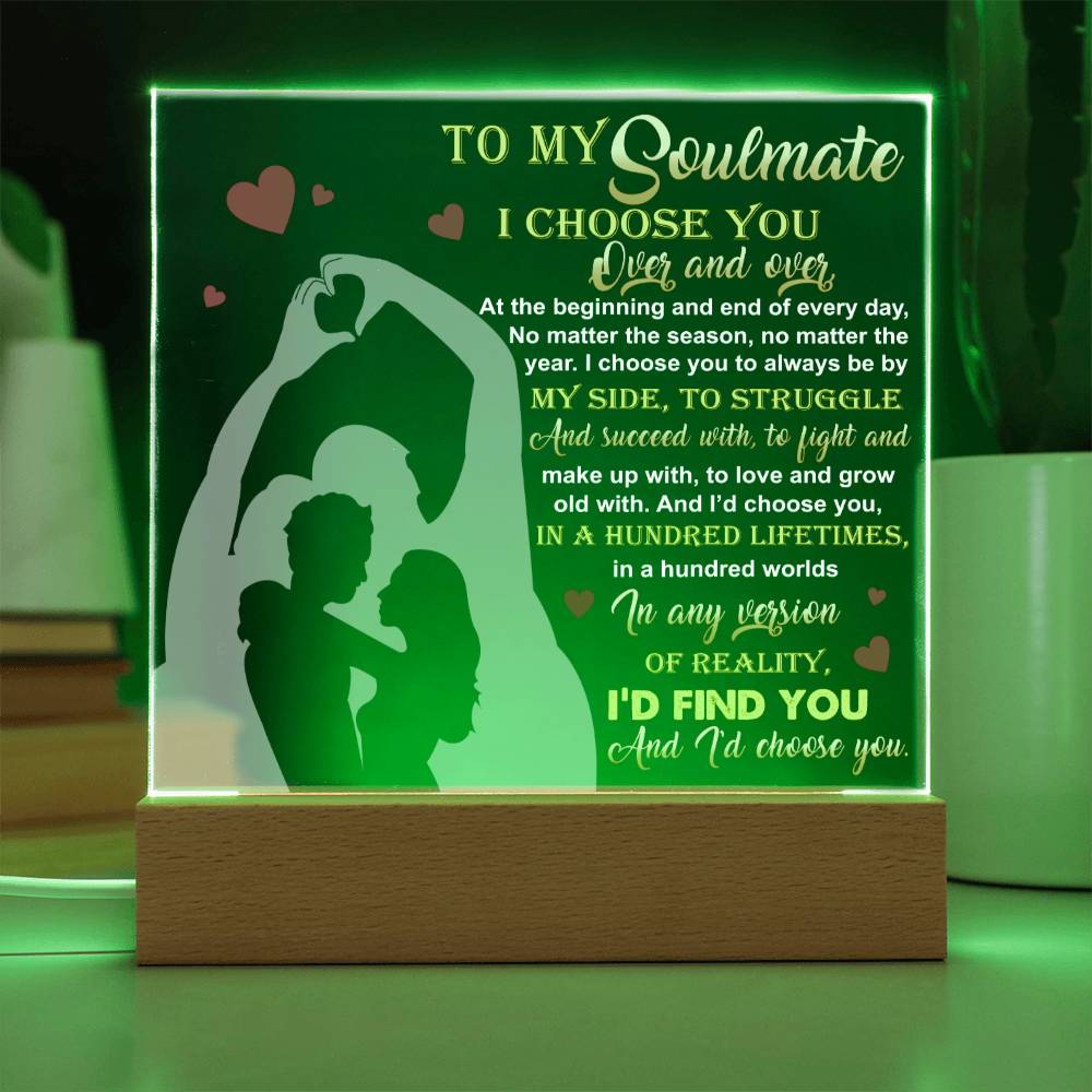 Soulmate Gift - By My Side - LED Acrylic Plaque Table Top Display