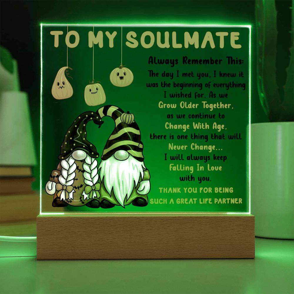 Soulmate Halloween Gift - Grow Older Together- Acrylic Square Plaque with Available Night Light