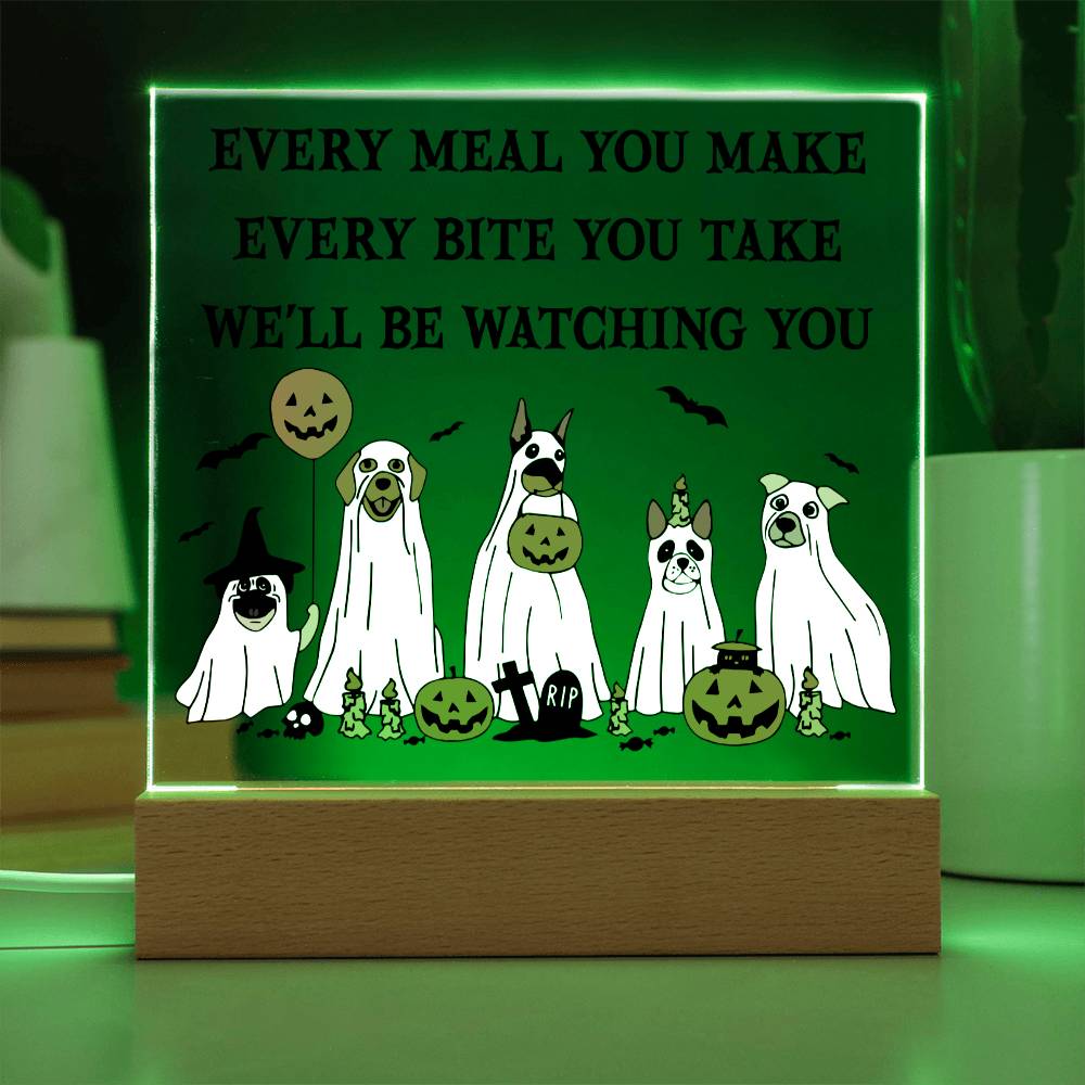 Halloween Gift - Watching You - Acrylic Square Plaque with Available Night Light