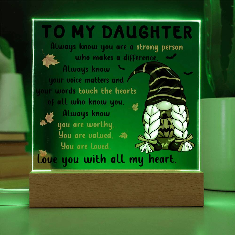 Halloween Gift For Daughter - Touch The Hearts - Acrylic Square Plaque with Available LED Night Light