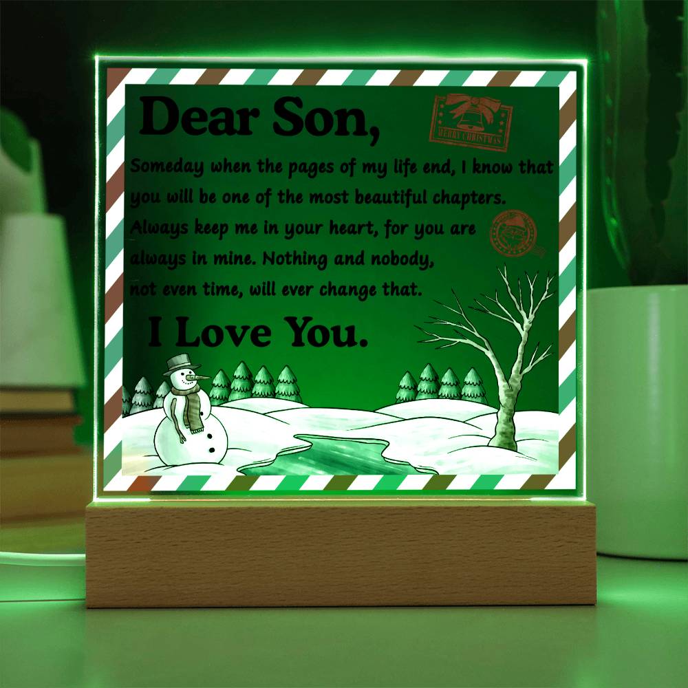 Gift For Son - Acrylic Square Plaque with Available LED Night Light - Beautiful Chapters