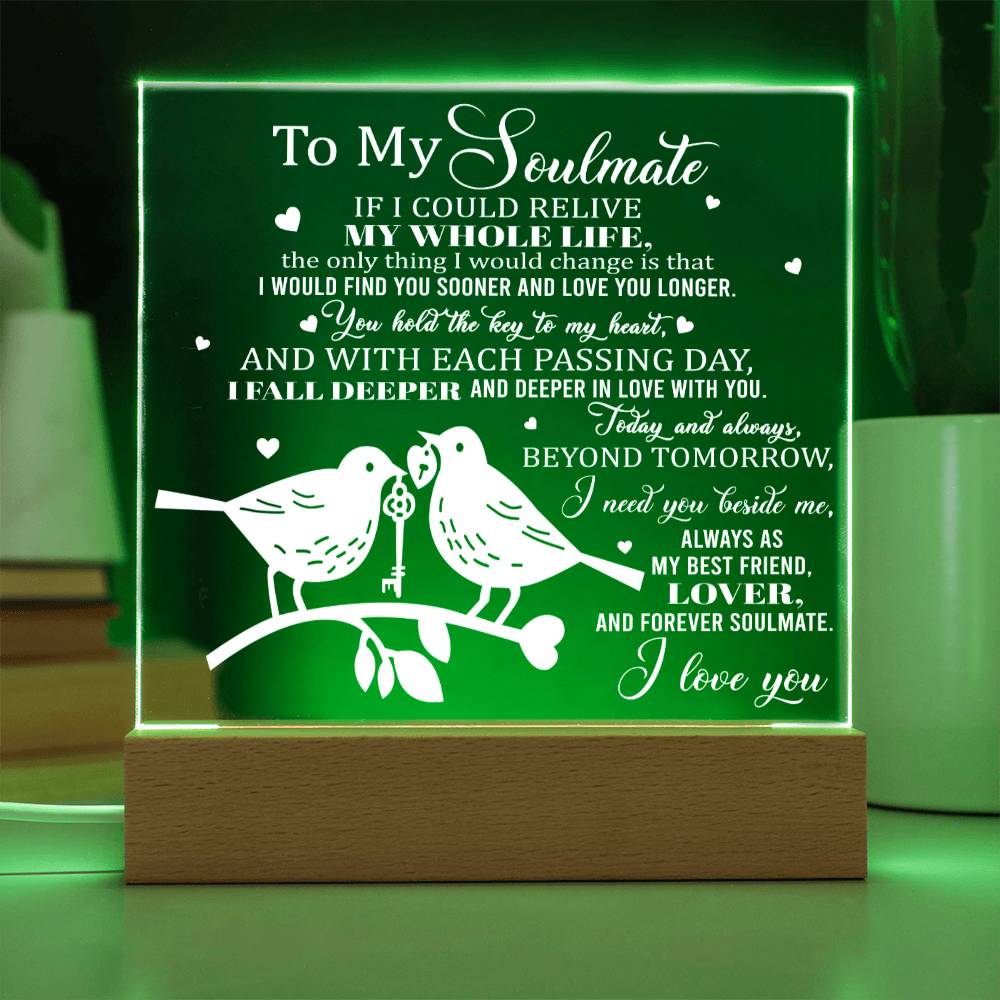 Soulmate Gift - Hold The Key - LED Acrylic Plaque Table Top Display