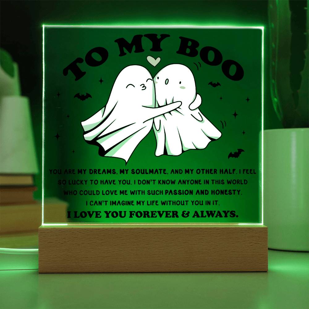 Soulmate Halloween Gift - My Other Half - Acrylic Square Plaque with Available Night Light