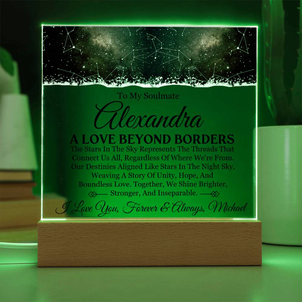 To My Soulmate - Love Beyond Borders - Personalized Acrylic Plaque