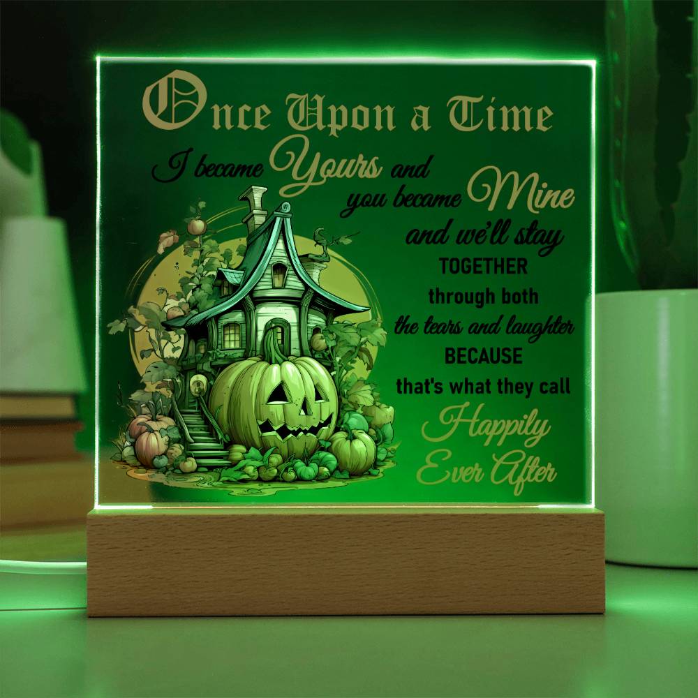 Soulmate Halloween Gift - Tears and Laughter - Acrylic Square Plaque with Available LED Night Light