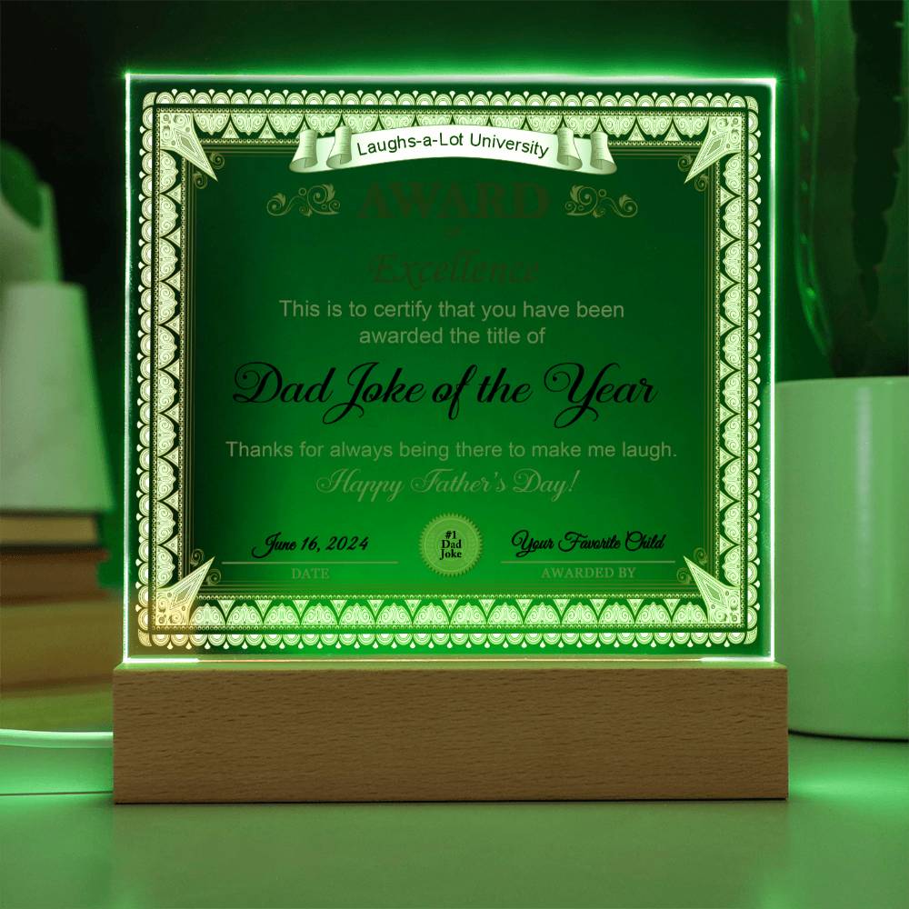 Dad Gift-Award of Excellence-Square Acrylic Plaque