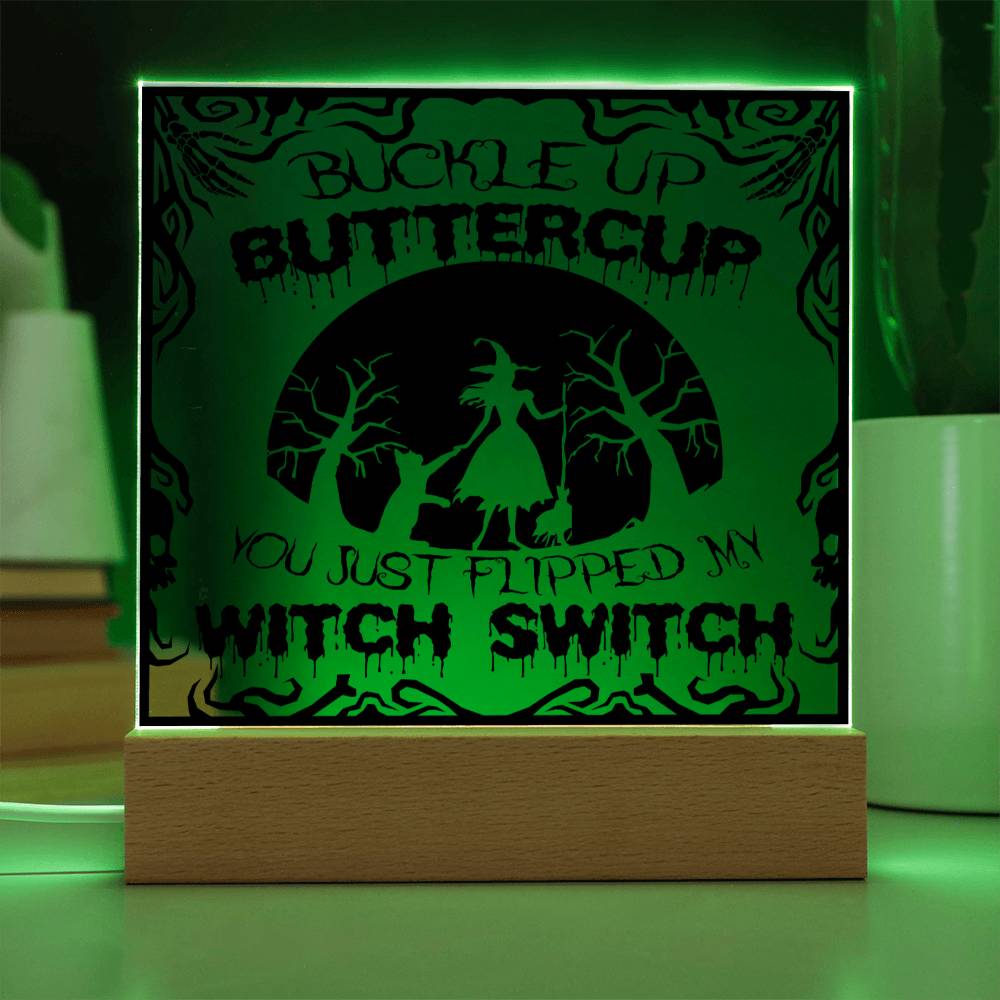 Halloween Gift - Buttercup - Acrylic Square Plaque with Available LED Night Light