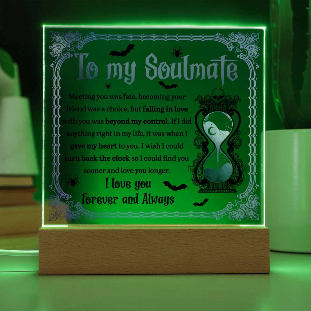 Soulmate Halloween Gift - Beyond Control - Acrylic Square Plaque with Available Night Light