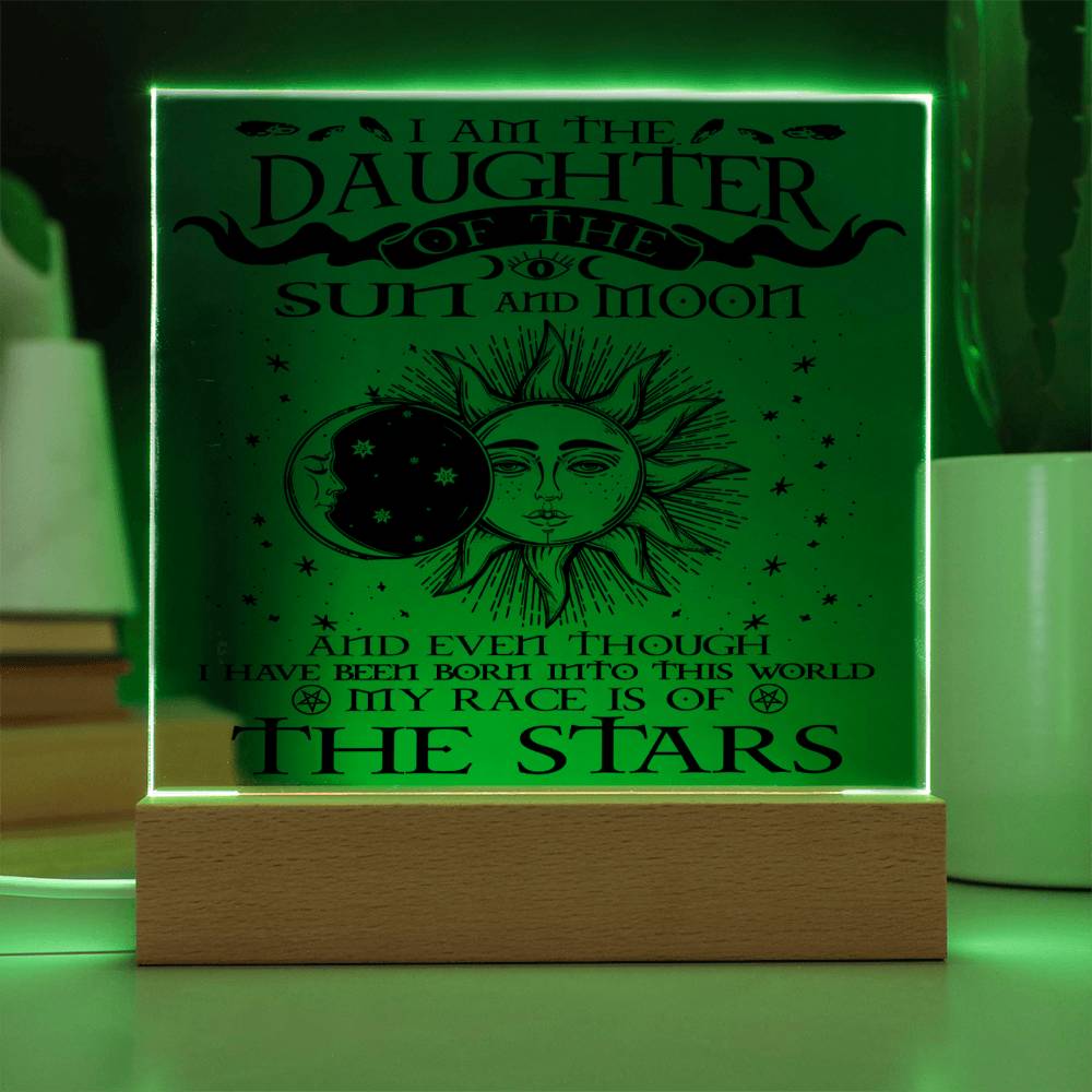 Halloween Gift For Daughter - Sun and Moon - Acrylic Square Plaque with Available LED Night Light