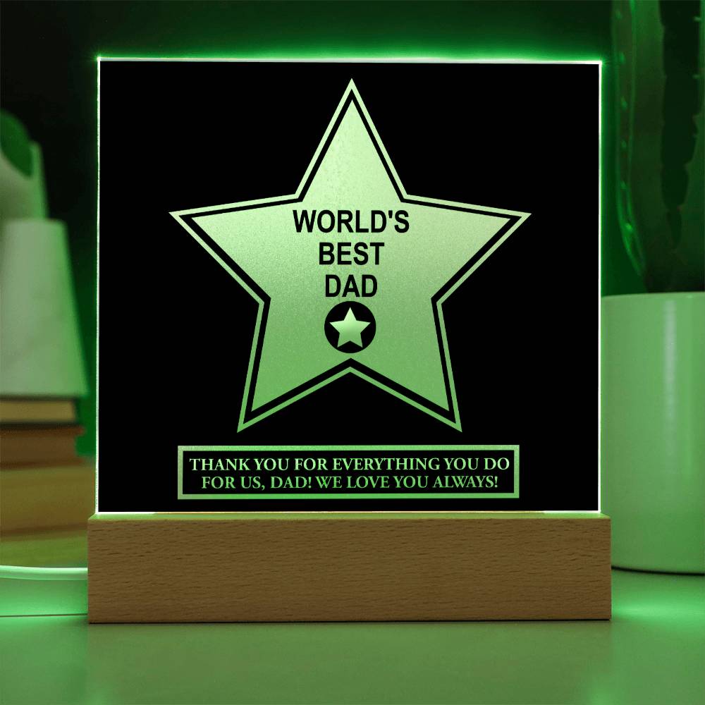 Dad Gift-Worlds Best Dad-Square Acrylic Plaque