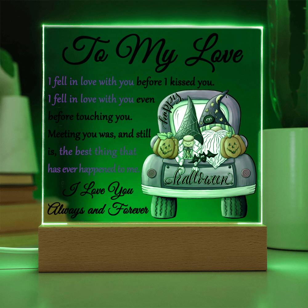 Soulmate Halloween Gift - Fell In Love - Acrylic Square Plaque with Available Night Light