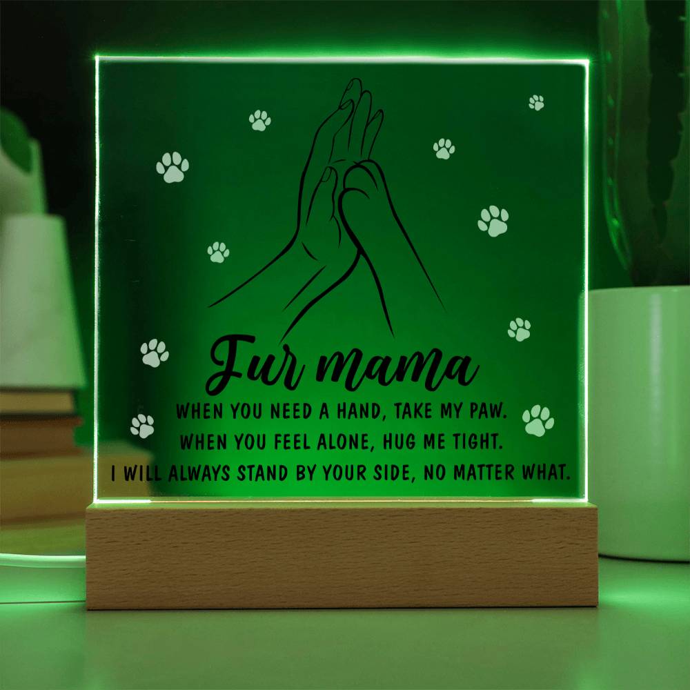 Fur Mama Gift - Take My Paw - Acrylic Square Plaque