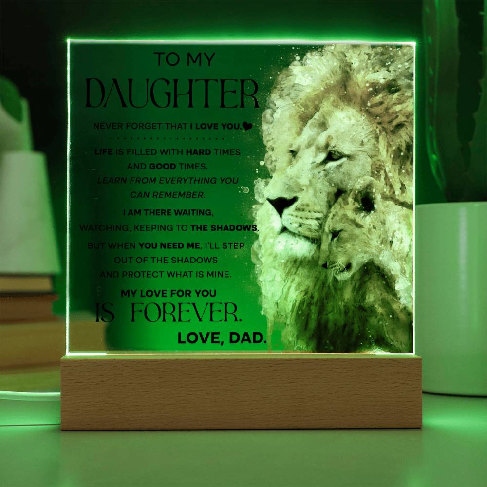 To My Daughter Gift - Acrylic Square Plaque with Available LED Night Light - Shadows