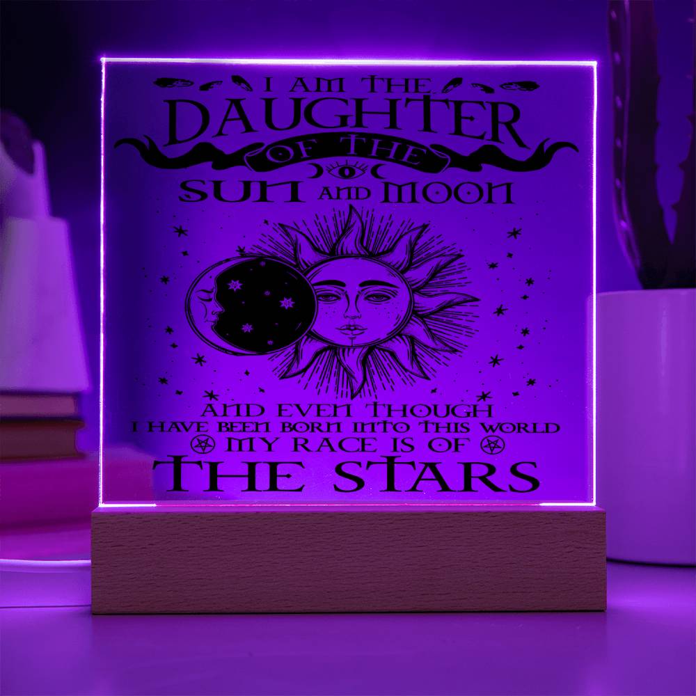 Halloween Gift For Daughter - Sun and Moon - Acrylic Square Plaque with Available LED Night Light