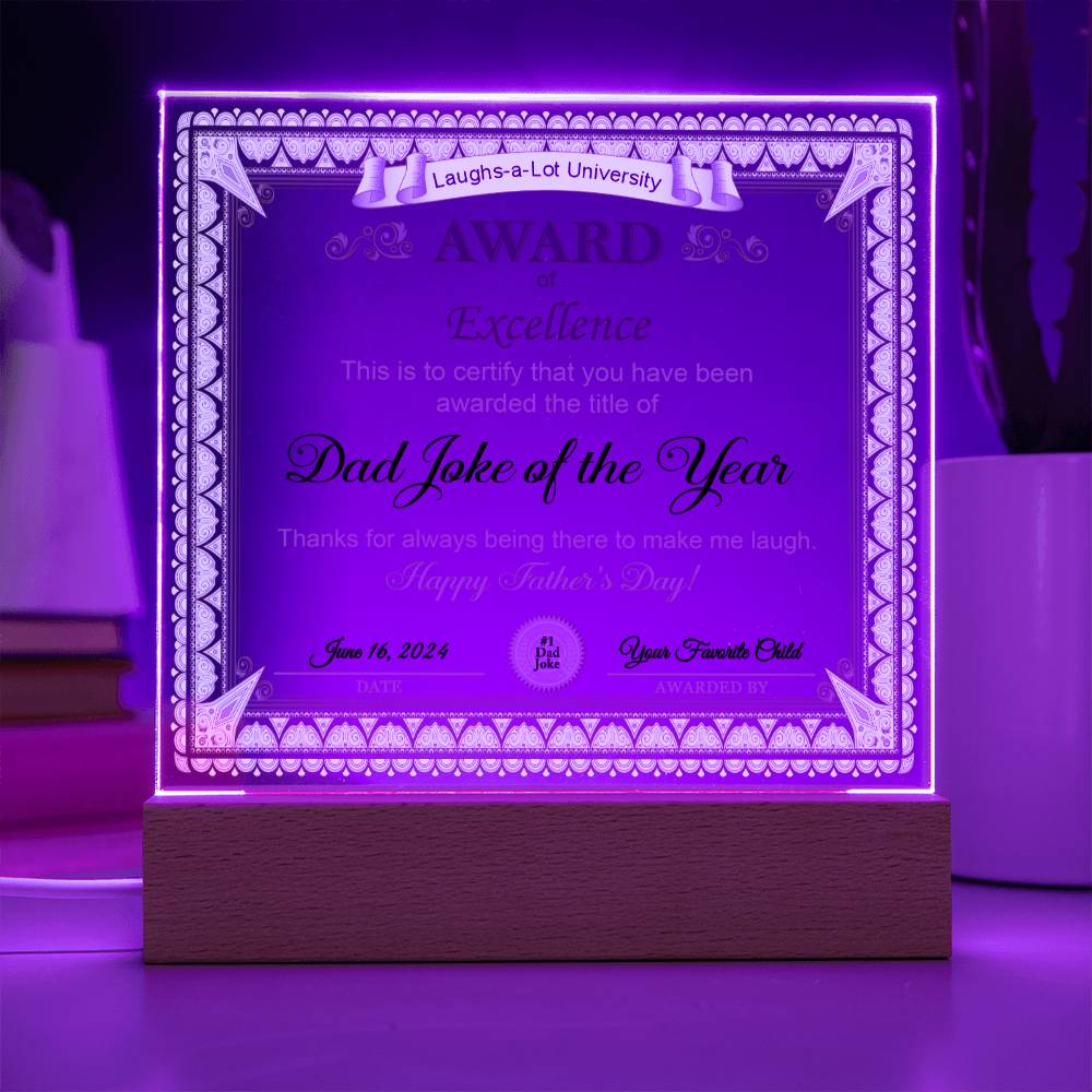 Dad Gift-Award of Excellence-Square Acrylic Plaque