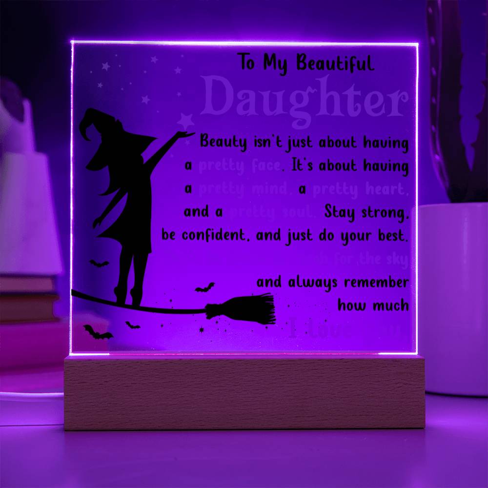 Halloween Gift For Daughter - Pretty Soul - Acrylic Square Plaque with Available LED Night Light