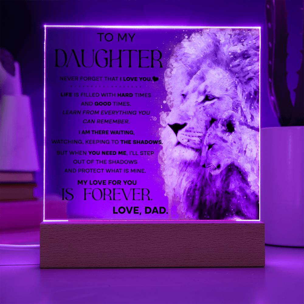 To My Daughter Gift - Acrylic Square Plaque with Available LED Night Light - Shadows