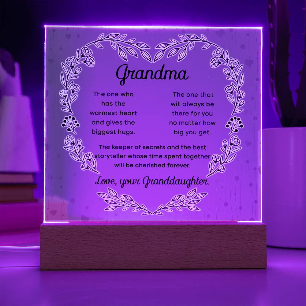 Grandma From Granddaughter -Cherished Forever Acrylic  Plaque