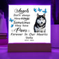 Black White Blue Eye Husky Memorial Square Acrylic Sign Plaque