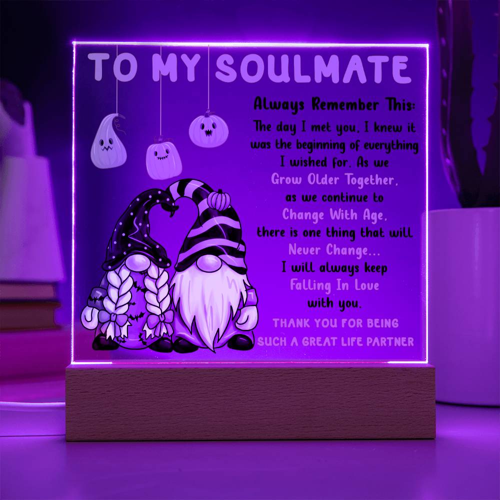 Soulmate Halloween Gift - Grow Older Together- Acrylic Square Plaque with Available Night Light