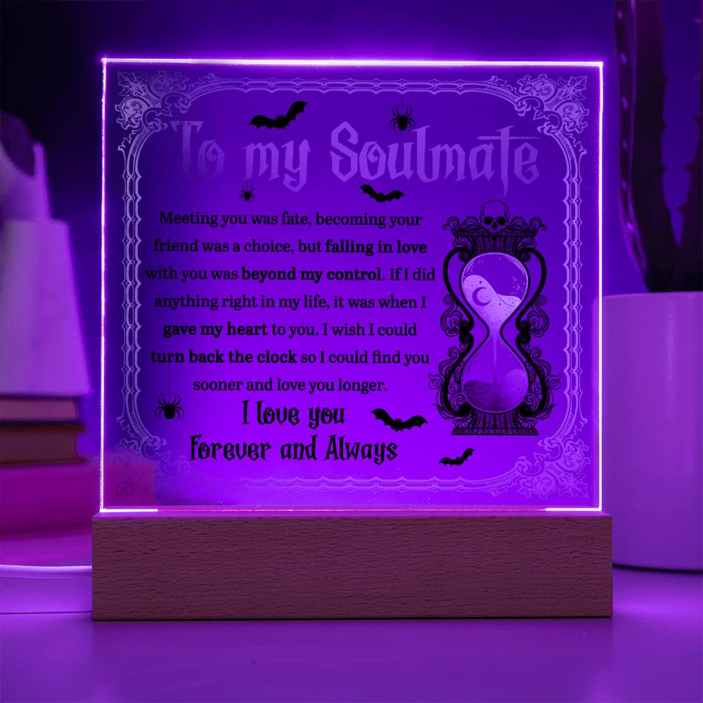 Soulmate Halloween Gift - Beyond Control - Acrylic Square Plaque with Available Night Light