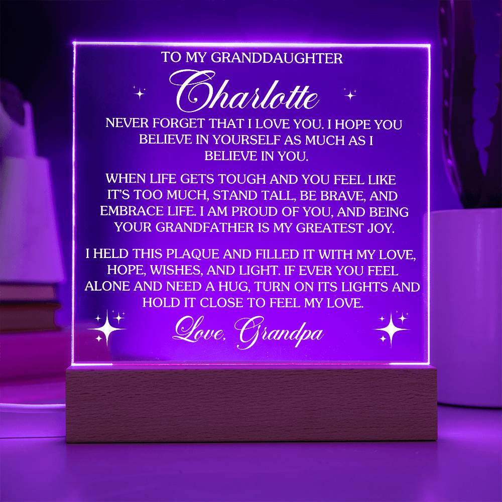 To My Granddaughter - Personalize with Names - Believe in Yourself as Much as I Believe in You  - Acrylic LED Plaque - From Grandpa or Grandma