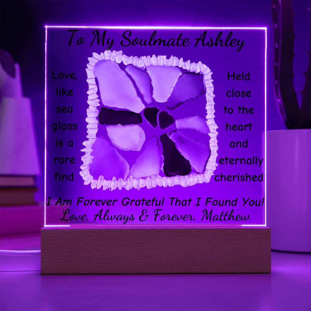 Personalized To My Soulmate Sea Glass Acrylic Plaque Table Top Display