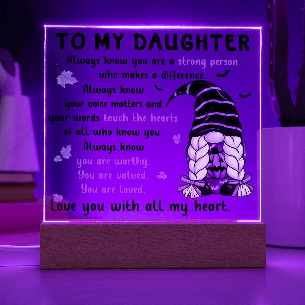 Halloween Gift For Daughter - Touch The Hearts - Acrylic Square Plaque with Available LED Night Light