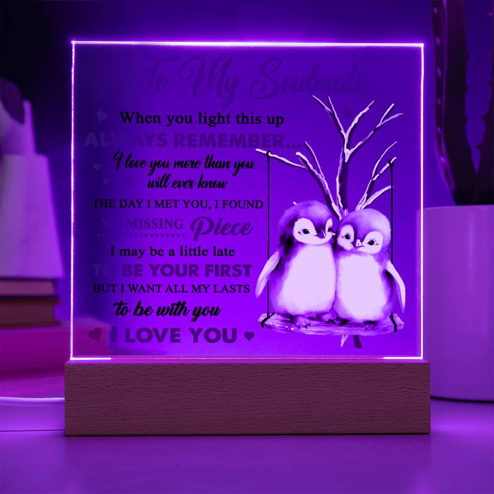 Soulmate Gift - Love You More - Square Acrylic Plaque