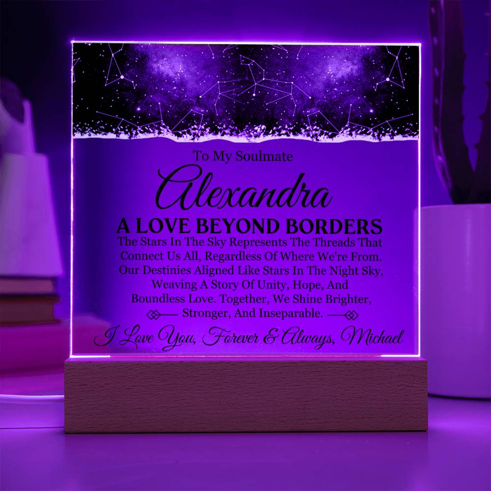 To My Soulmate - Love Beyond Borders - Personalized Acrylic Plaque