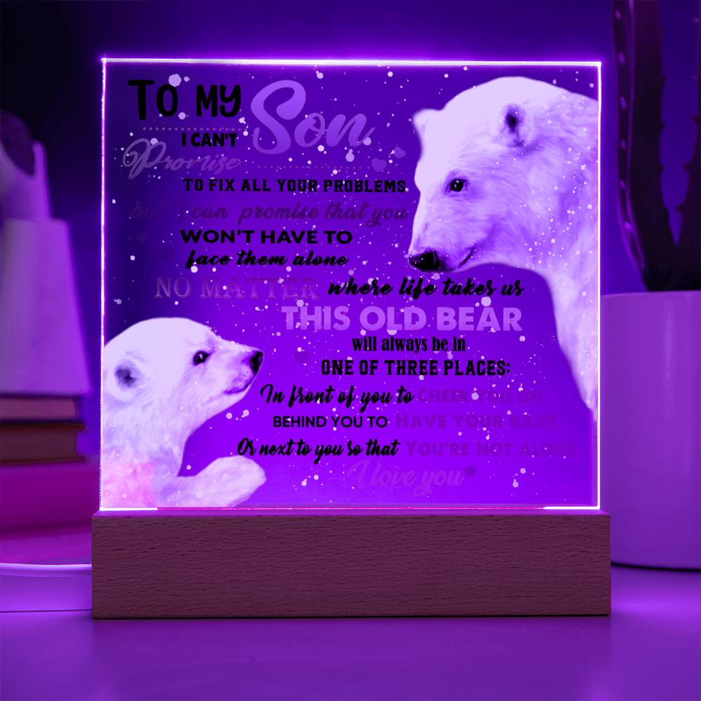 Gift For Son - Acrylic Square Plaque with Available LED Night Light - You're Not Alone