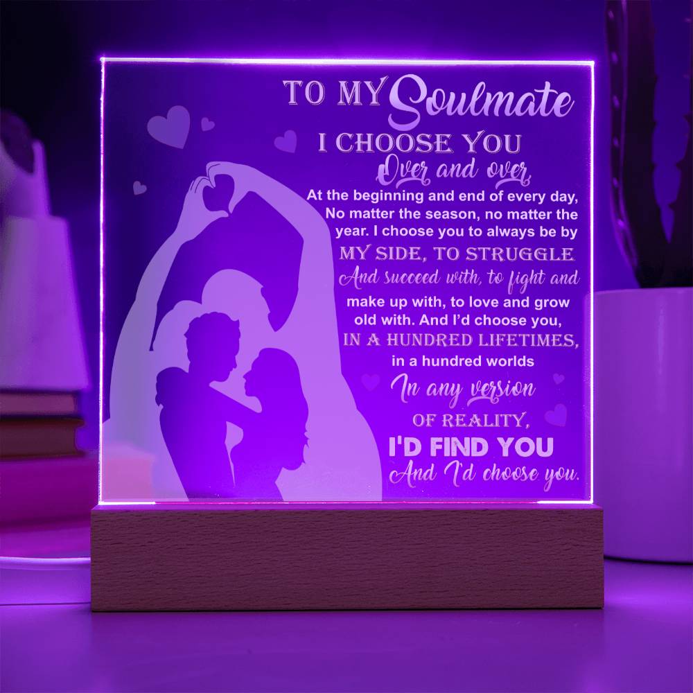 Soulmate Gift - By My Side - LED Acrylic Plaque Table Top Display