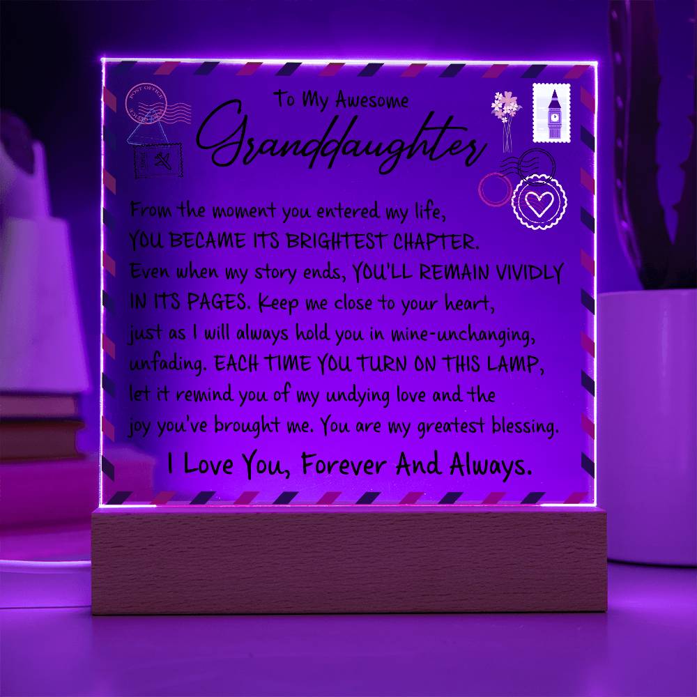 Gift For Granddaughter - My Awesome Granddaughter - Acrylic Plaque with LED