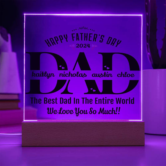 Personalized Fathers Day Gift For Dad - Best Dad In The World Acrylic Plaque