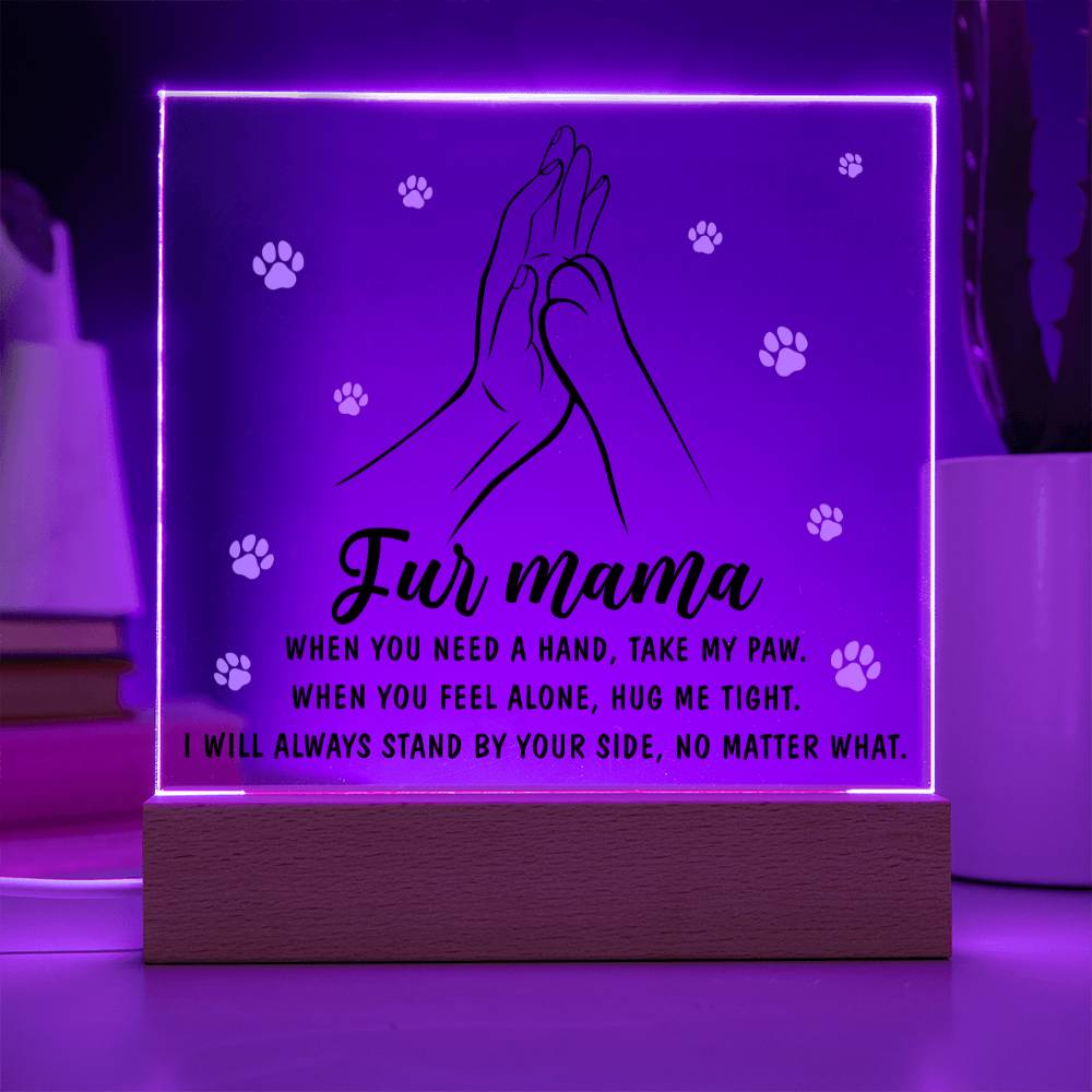 Fur Mama Gift - Take My Paw - Acrylic Square Plaque