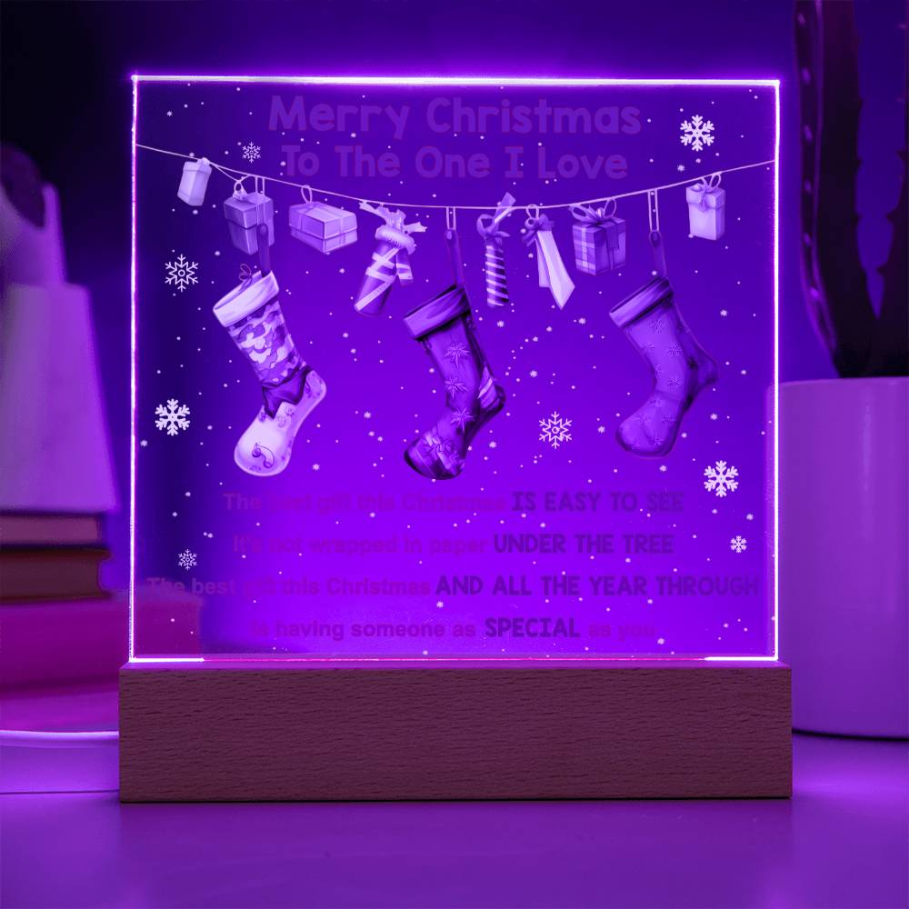 Soulmate Christmas Gift - Acrylic Square Plaque with Available LED Night Light - Easy To See You're The One I Love