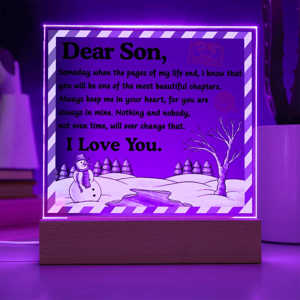 Gift For Son - Acrylic Square Plaque with Available LED Night Light - Beautiful Chapters