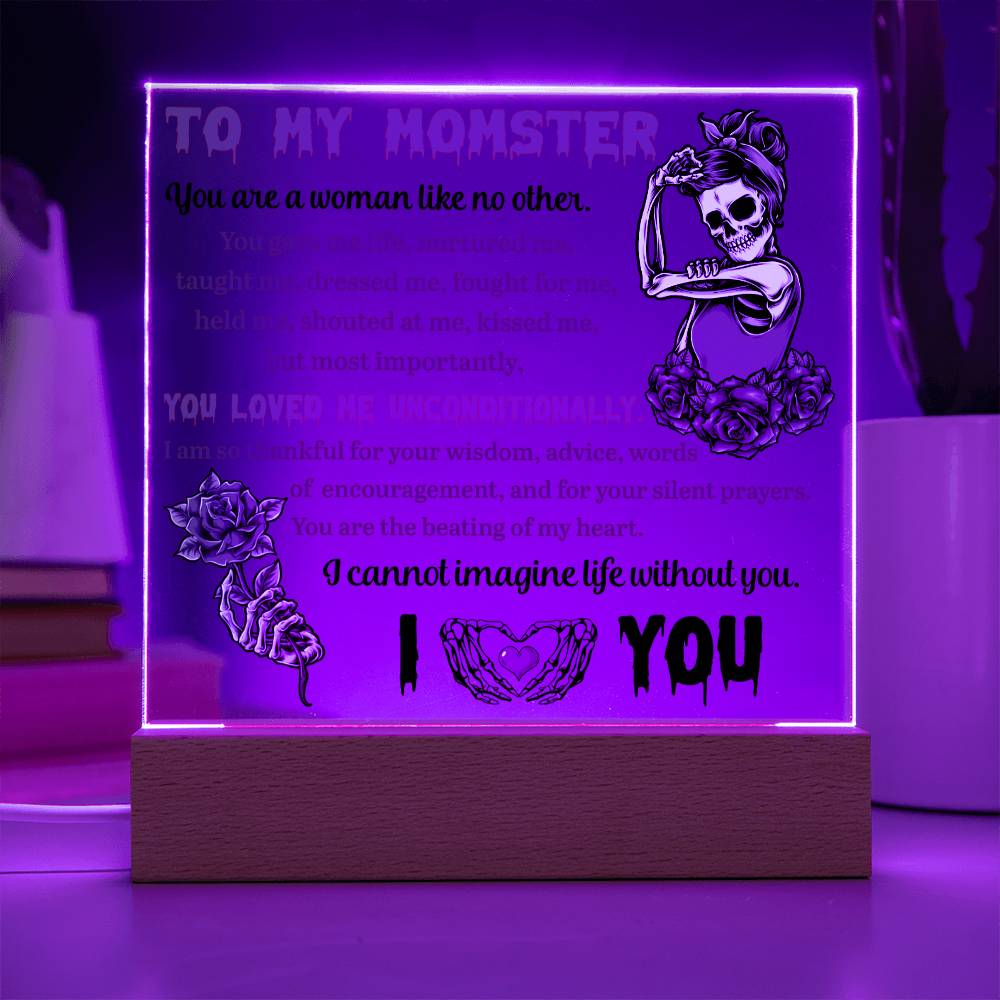 Mom Halloween Gift - Silent Prayer - Acrylic Square Plaque with Available Night Light