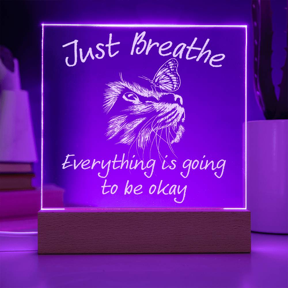 Encouragement  Christmas Gift - Acrylic Square Plaque with Available LED Night Light - Everything Will Be Okay