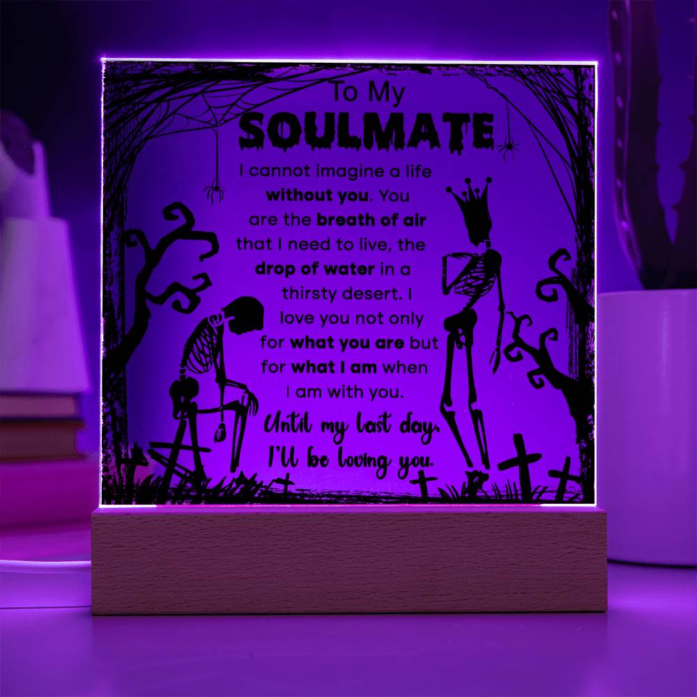 Soulmate Halloween Gift - Breath of Air - Acrylic Square Plaque with Available LED Night Light