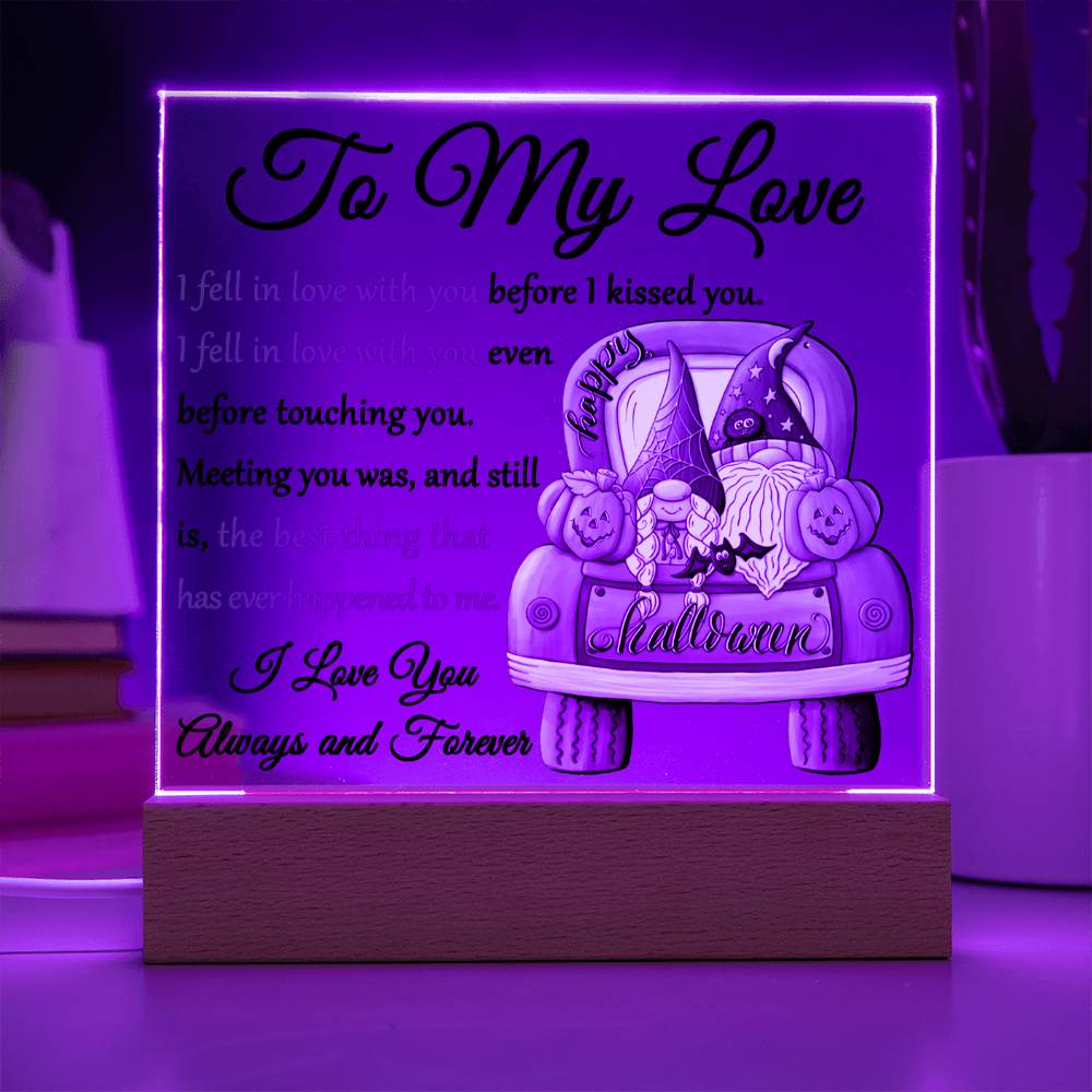 Soulmate Halloween Gift - Fell In Love - Acrylic Square Plaque with Available Night Light