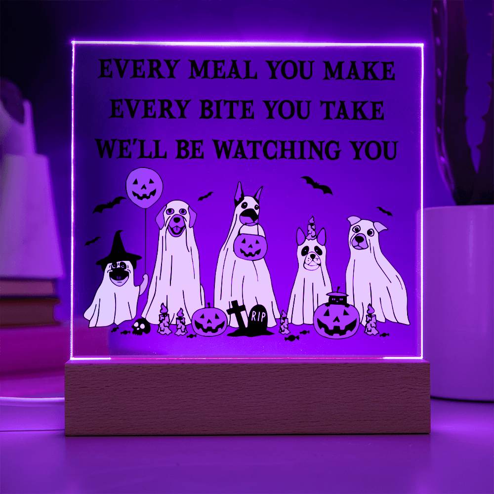 Halloween Gift - Watching You - Acrylic Square Plaque with Available Night Light