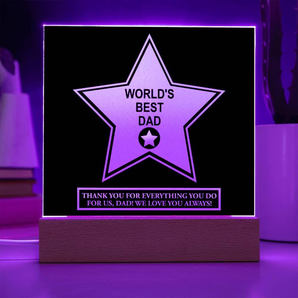 Dad Gift-Worlds Best Dad-Square Acrylic Plaque