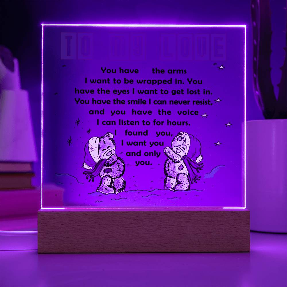 Soulmate Gift - Acrylic Square Plaque with Available LED Night Light -  I Found You