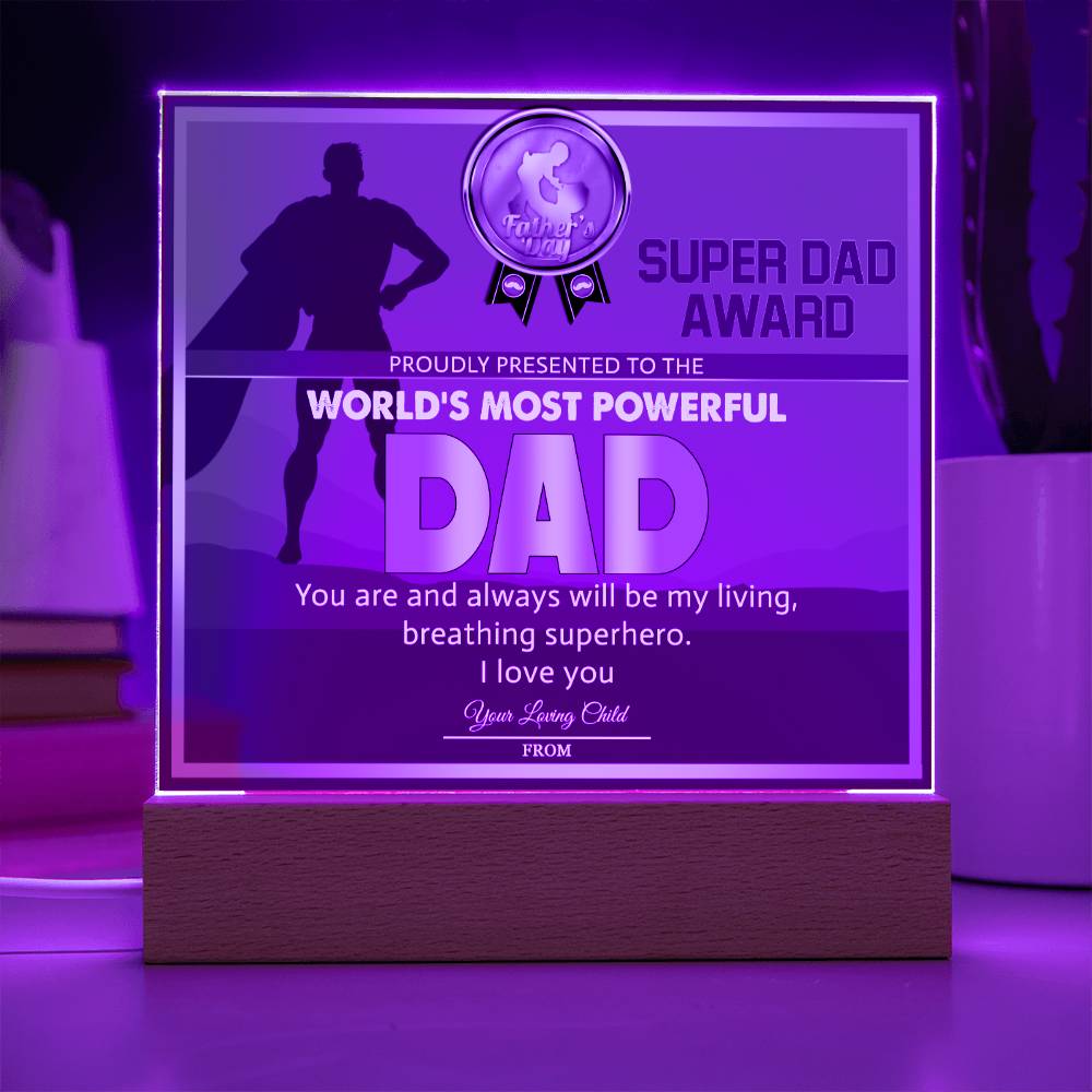 Dad Gift-Super Dad Award-Square Acrylic Plaque