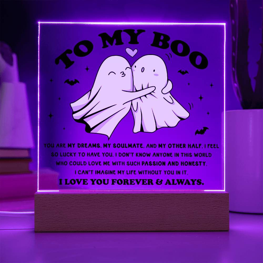 Soulmate Halloween Gift - My Other Half - Acrylic Square Plaque with Available Night Light